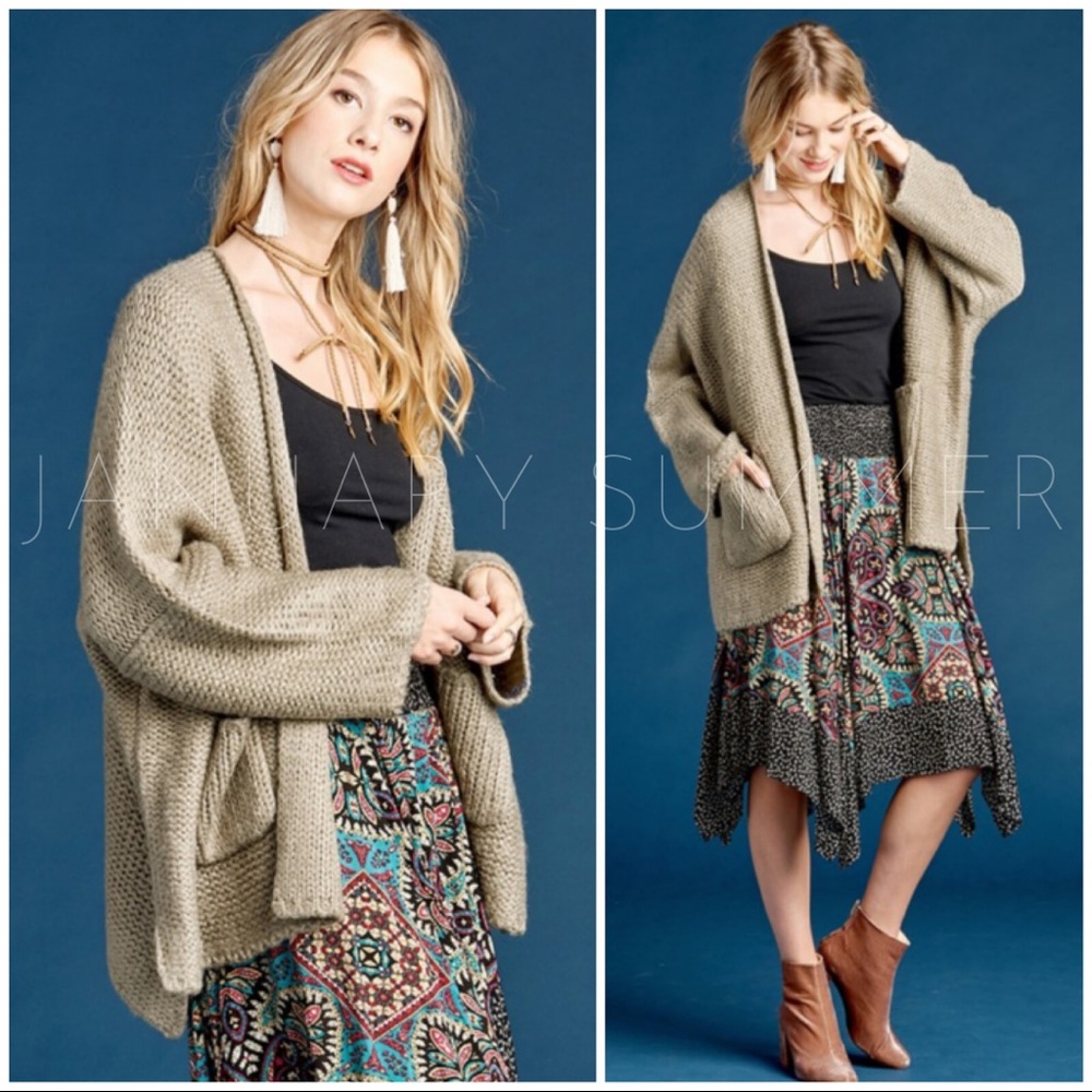 ❄️OATMEAL TAUPE CARDIGAN - Picture 1 of 4